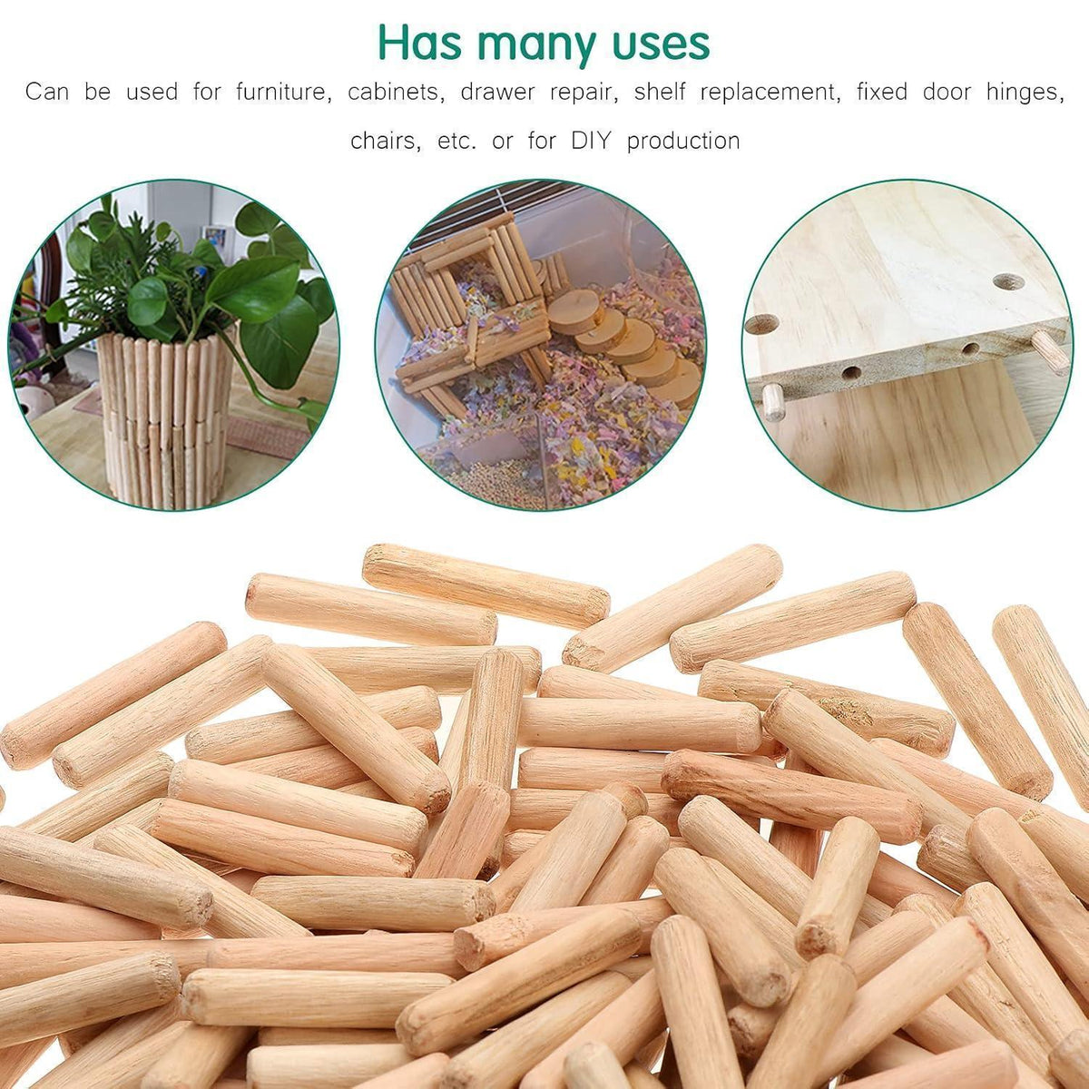 Holzdübel Set 1000 Stück 6x30mm Buche Riffeldübel für Möbel und DIY