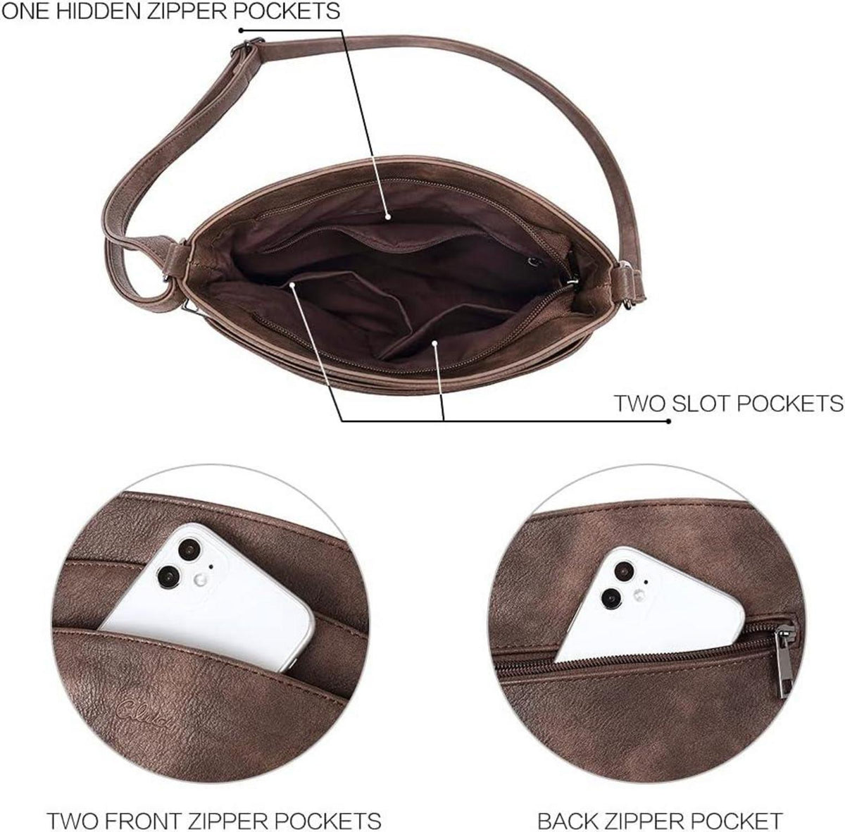 CLUCI Umhängetasche Damen Crossbody Klein Geldbörse Vintage Design