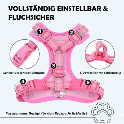 Fluchtsicheres Katzengeschirr und Leine Set reflektierend Grau M