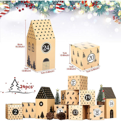 Adventskalender zum Befüllen: 24 Schachteln Haus-Form