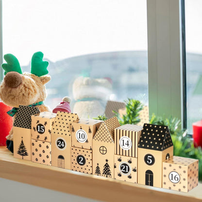 Adventskalender zum Befüllen: 24 Schachteln Haus-Form