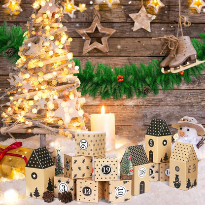 Adventskalender zum Befüllen: 24 Schachteln Haus-Form