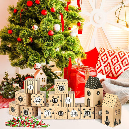 Adventskalender zum Befüllen: 24 Schachteln Haus-Form