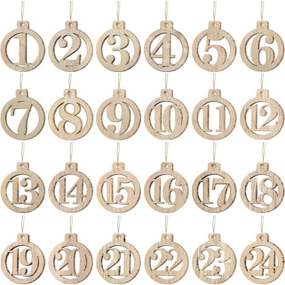 Adventskalender Zahlen Holzanhänger Weihnachtsanhänger 1-24