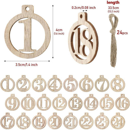 Adventskalender Zahlen Holzanhänger Weihnachtsanhänger 1-24
