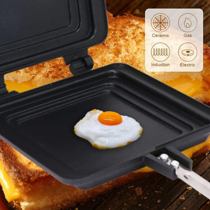 Bobikuke Doppelseitige Antihaft-Toastpfanne mit Griff