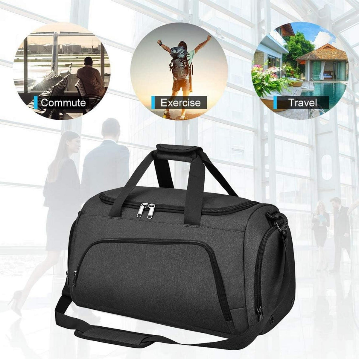 Sporttasche Herren Damen Reisetasche Weekender mit Schuhfach