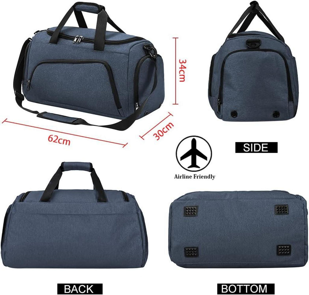 Sporttasche NUBILY 60x30x34cm Herren/Damen Wasserdicht Fitnesstasche Gym