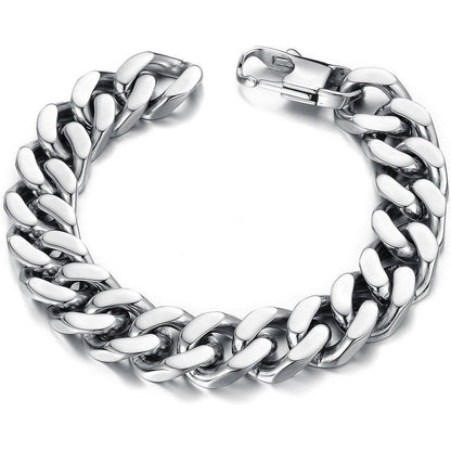 Herren Armband Edelstahl Fahrradkette Silber 22cm x 1,4cm