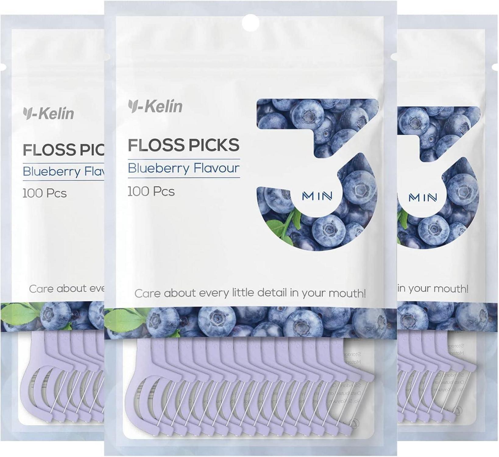 Zahnseidestäbchen Blueberry 300 Stück - Zahnreinigung und Atemfrische