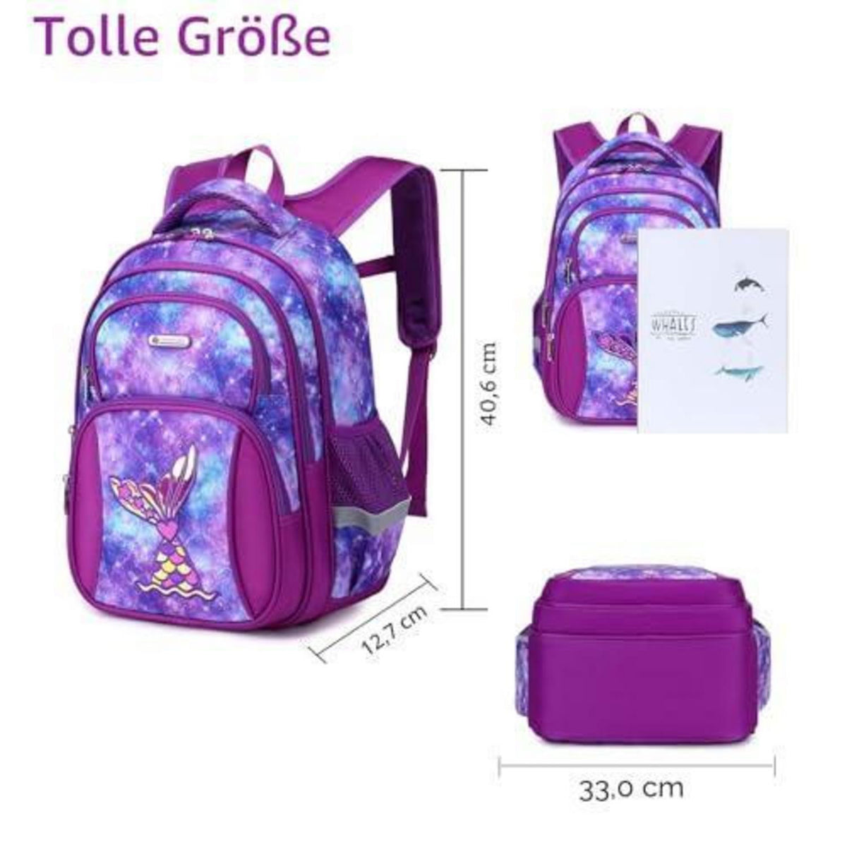 Kinderrucksack Meerjungfrau – Schulrucksack für Jungen & Mädchen 5-10 Jahre