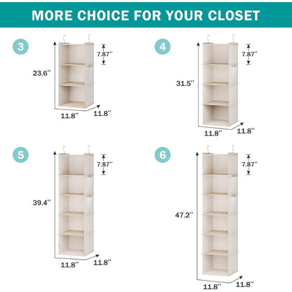 Hängeregal mit 5 Fächern, verstärkt, beige