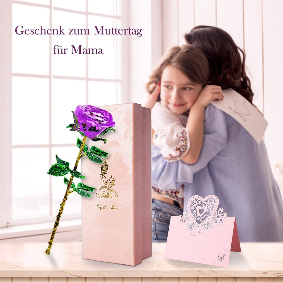 Kristall Rosa Rosen Geschenkbox Ewige Blume Muttertag Jahrestag Weihnachten