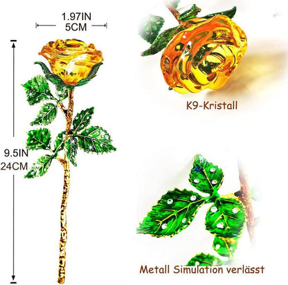 Gelbe Rose Kristallrose Geschenk Frauen Geburtstag Muttertag