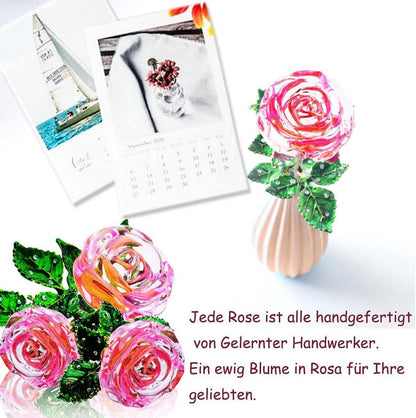 Rosa Kristallrose mit Wunschkarte und Geschenkbox für Frauen