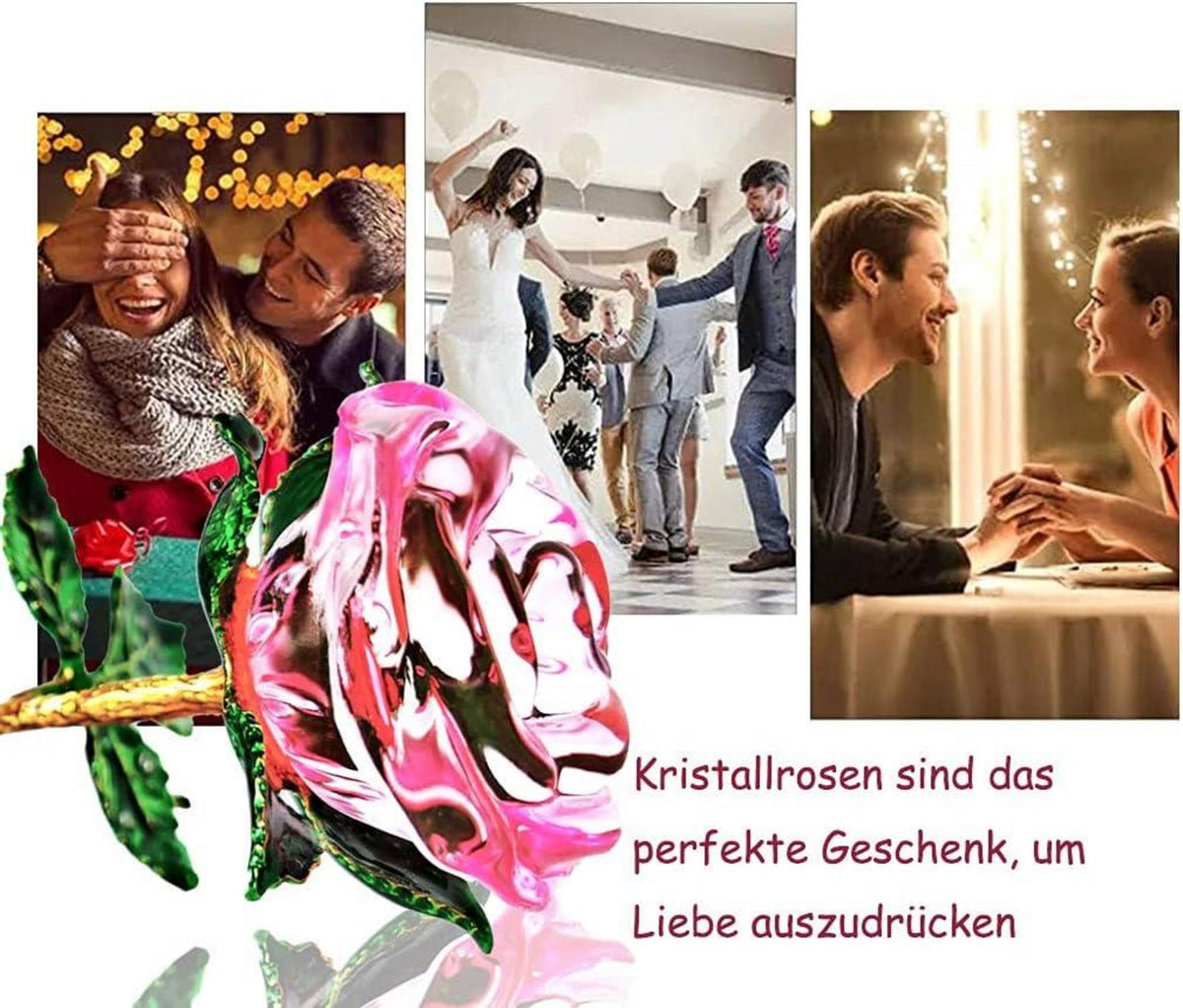 Rosa Kristallrose mit Wunschkarte, 3D Glasrose, Geschenk für Frauen, Muttertag, Geburtstag, Hochzeit, Valentinstag, Weihnachten