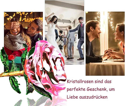 Rosa Kristallrose mit Wunschkarte, 3D Glasrose, Geschenk für Frauen, Muttertag, Geburtstag, Hochzeit, Valentinstag, Weihnachten
