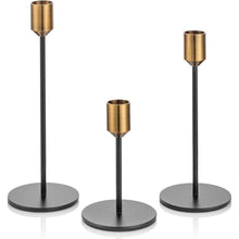 Gold Schwarz Kerzenständer 3er Set Metall Vintage Modern