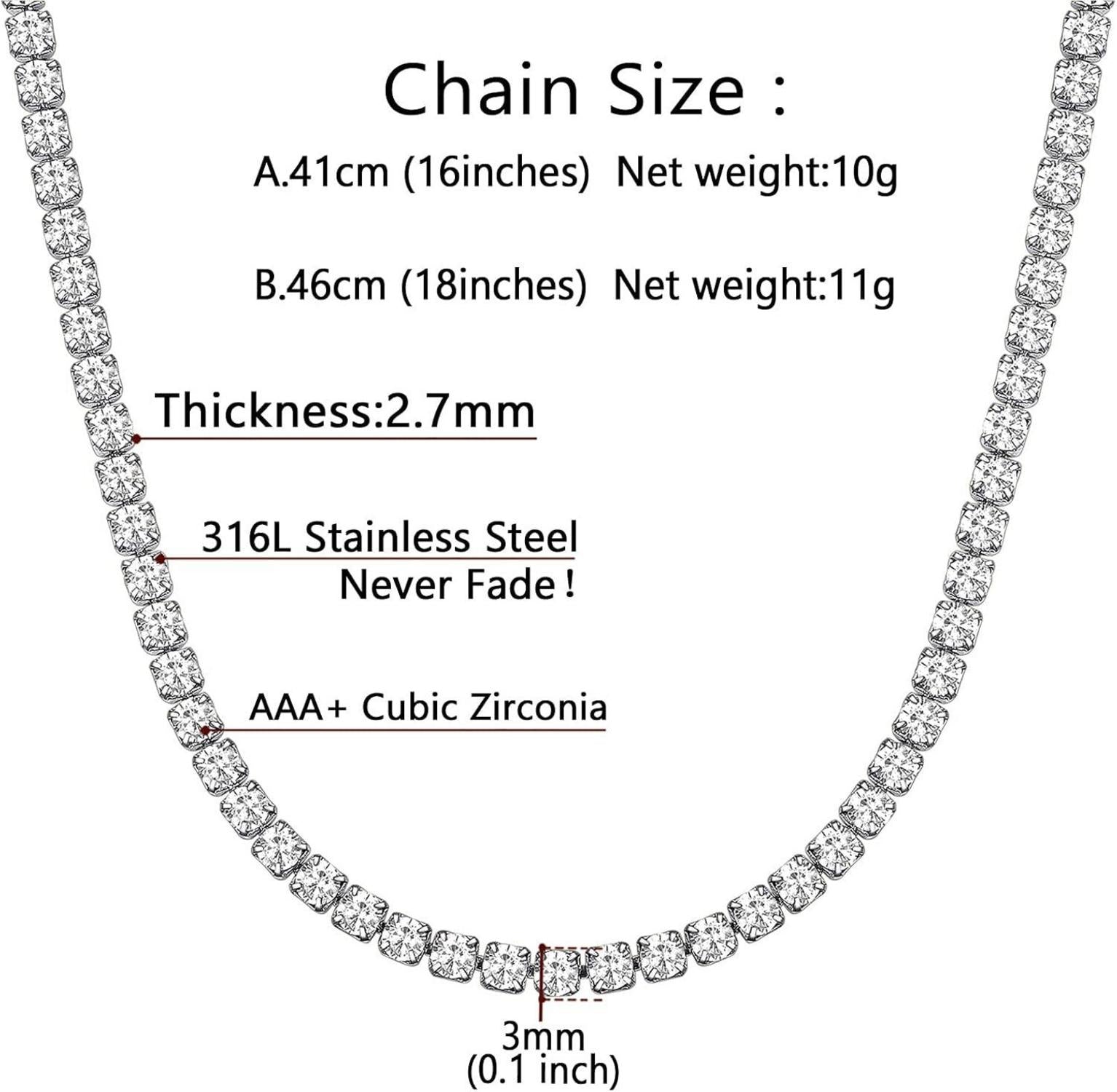 Damen Tennis-Halskette mit Zirkonia 46cm vergoldet Modeschmuck