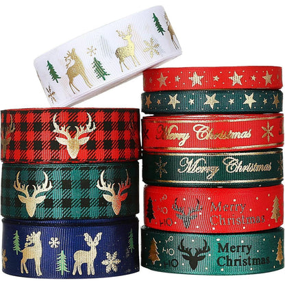 Weihnachtsband Geschenkband Deko Satinband 10 Rollen 5 Yards