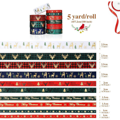 Weihnachtsband Geschenkband Deko Satinband 10 Rollen 5 Yards