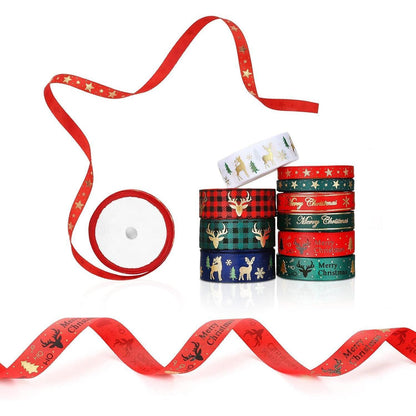 Weihnachtsband Geschenkband Deko Satinband 10 Rollen 5 Yards
