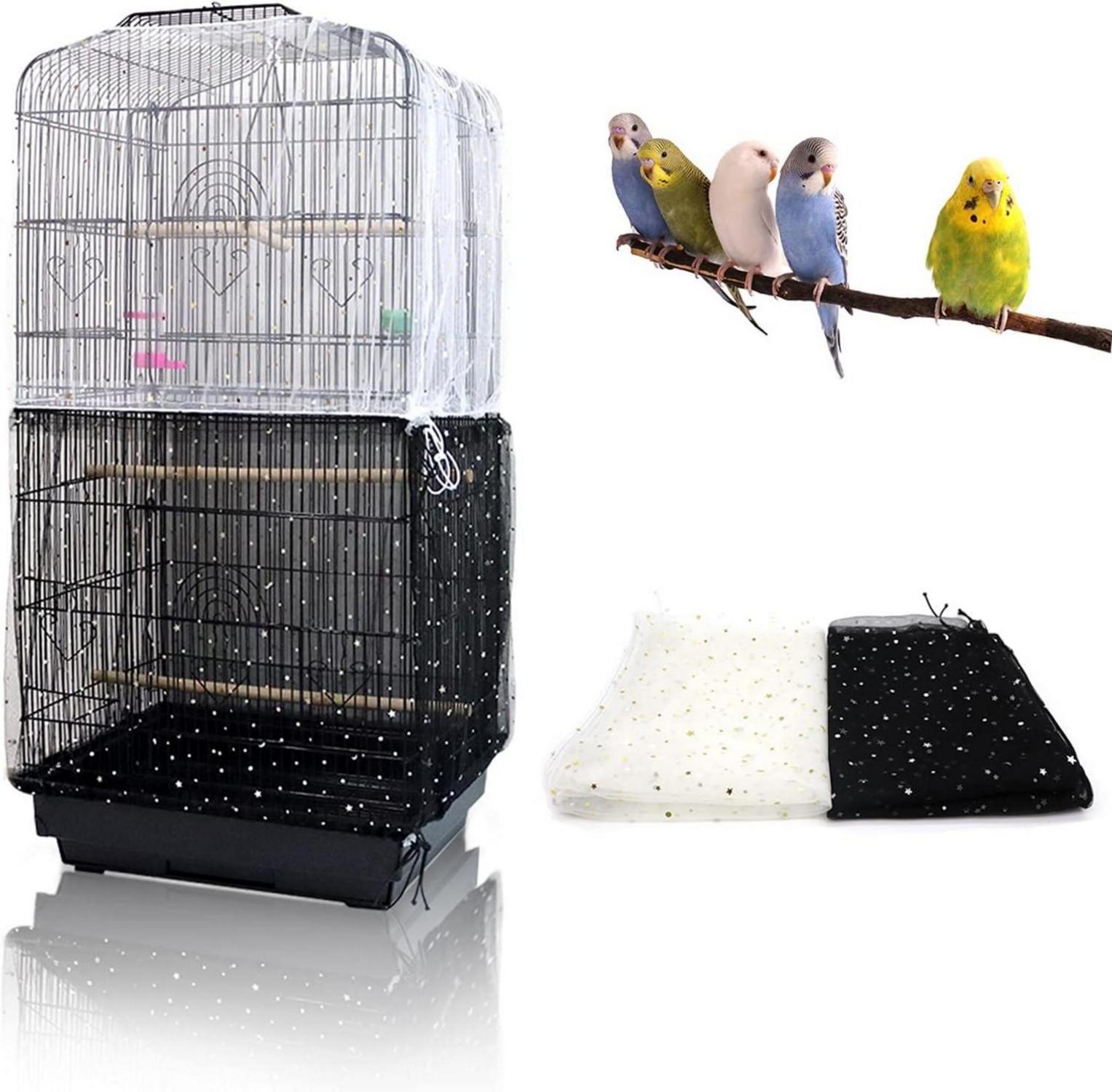 Einstellbare Vogelkäfigabdeckung Samenfänger Set Schwarz