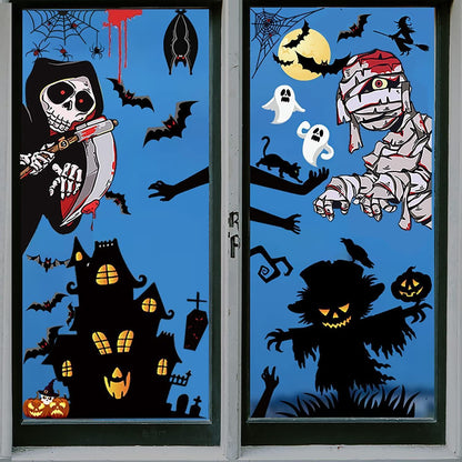 Halloween Fenster Aufkleber Dekoration 55stk Selbstklebendes