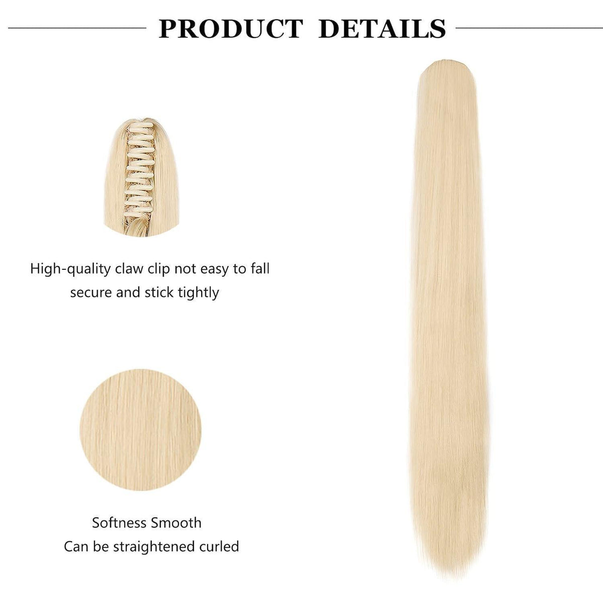 Pferdeschwanz Haarverlängerung Bleich Blond 55cm Synthetik