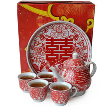 Chinesisches Tee-Geschenkset mit Teekanne & 4 Tassen – Double Happiness