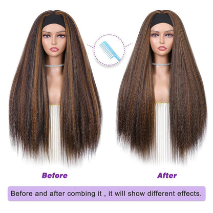 Kinky Straight Stirnbandperücke 66cm, 2A/30 Highlights