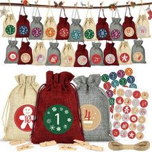 Adventskalender Stoffbeutel 24 Zahlenaufklebern DIY