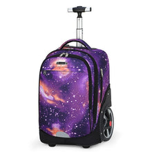 Schulrucksack mit Rädern Sternenhimmel Lila – Kinderkoffer & Trolleybox
