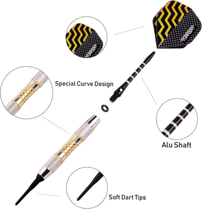 Professionelle Turnart Dartpfeile Kunststoffspitze 18g +50 Spitzen 20 Ringe
