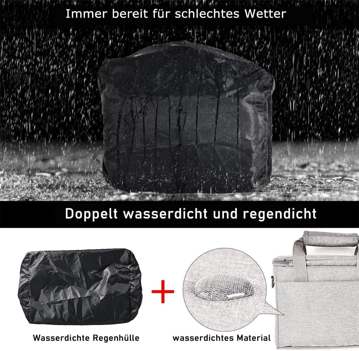 Kameratasche für DSLR Kameras Grau Regenschutz Nikon Canon Sony A6400