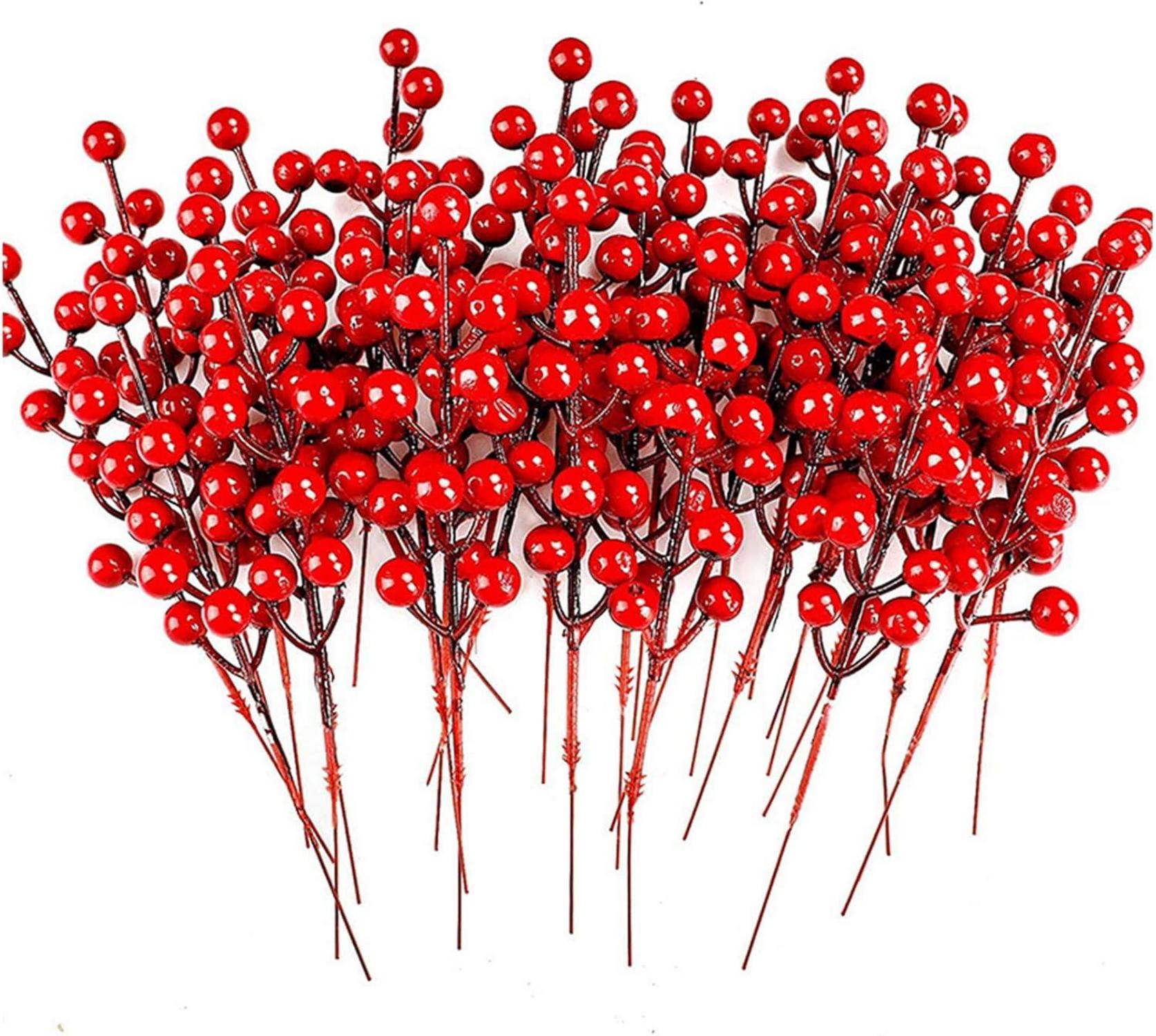 Künstliche Rote Beeren Mini Rot Holly Weihnachten Zweige 17cm