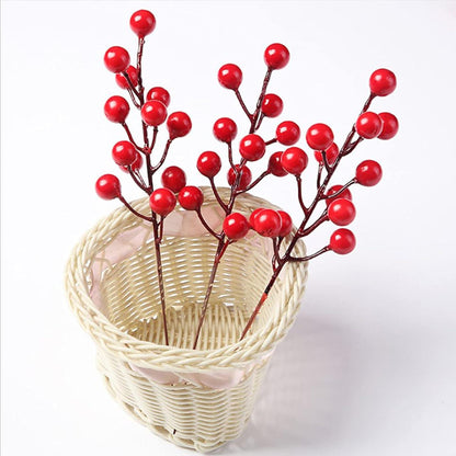 Künstliche Rote Mini Holly Beeren Deko 20 Saiten für Weihnachten 17cm