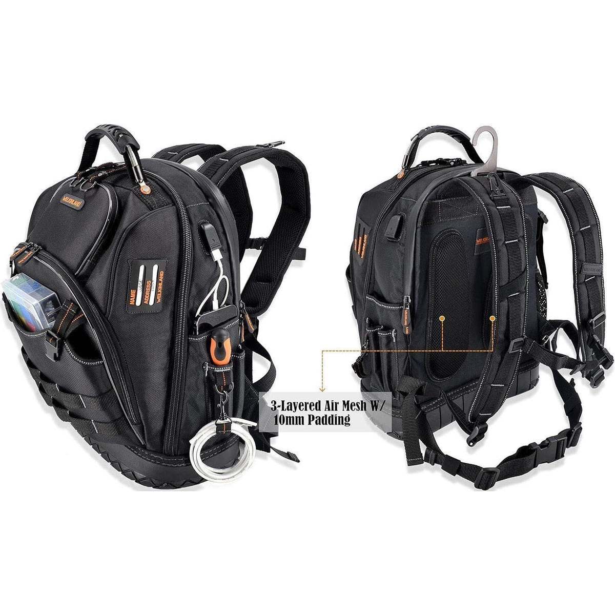 Werkzeugrucksack Herren 77 Taschen robust & wasserdicht