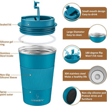 MOMSIV Thermobecher 380ml Edelstahl Isolierbecher Blau