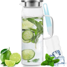 Wasserkrug 1,5 Liter Glaskaraffe mit Edelstahldeckel