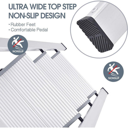 Klapptritt 3 Stufen mit Handlauf, Aluminium, bis 150 kg