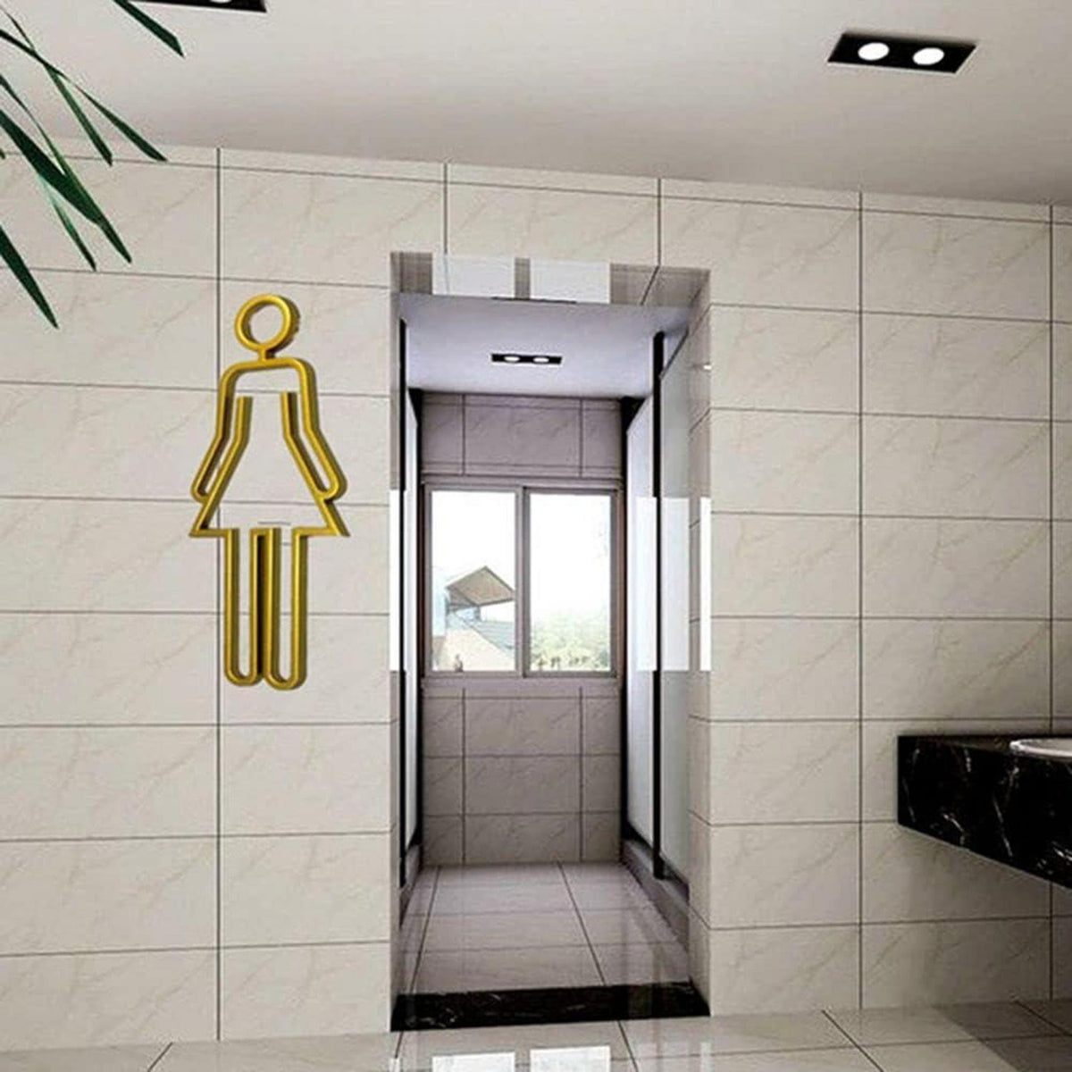 Toilettenschild Symbole Männer Frauen WC-Schild 22x9cm Acryl Schwarz Gold Silber