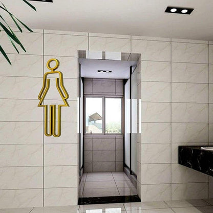 Toilettenschild Symbole Männer Frauen WC-Schild 22x9cm Acryl Schwarz Gold Silber