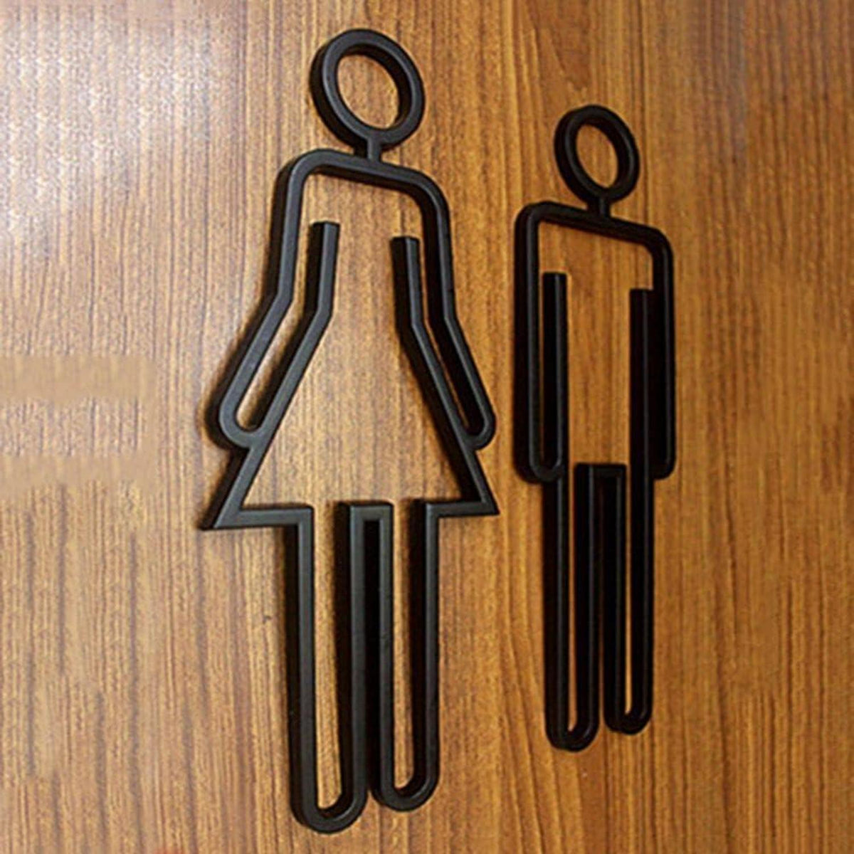 Toilettenschild Symbole Männer Frauen WC-Schild 22x9cm Acryl Schwarz Gold Silber