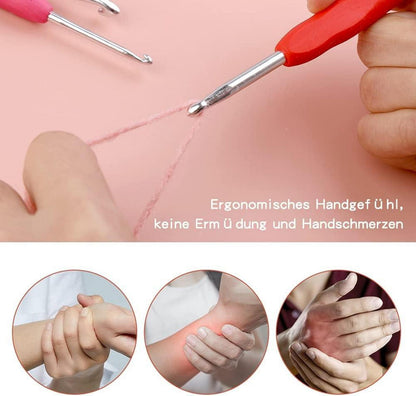 Häkelnadeln Set 12 Größen 2,0 mm - 8,0 mm Ergonomisch mit Aufbewahrungstasche