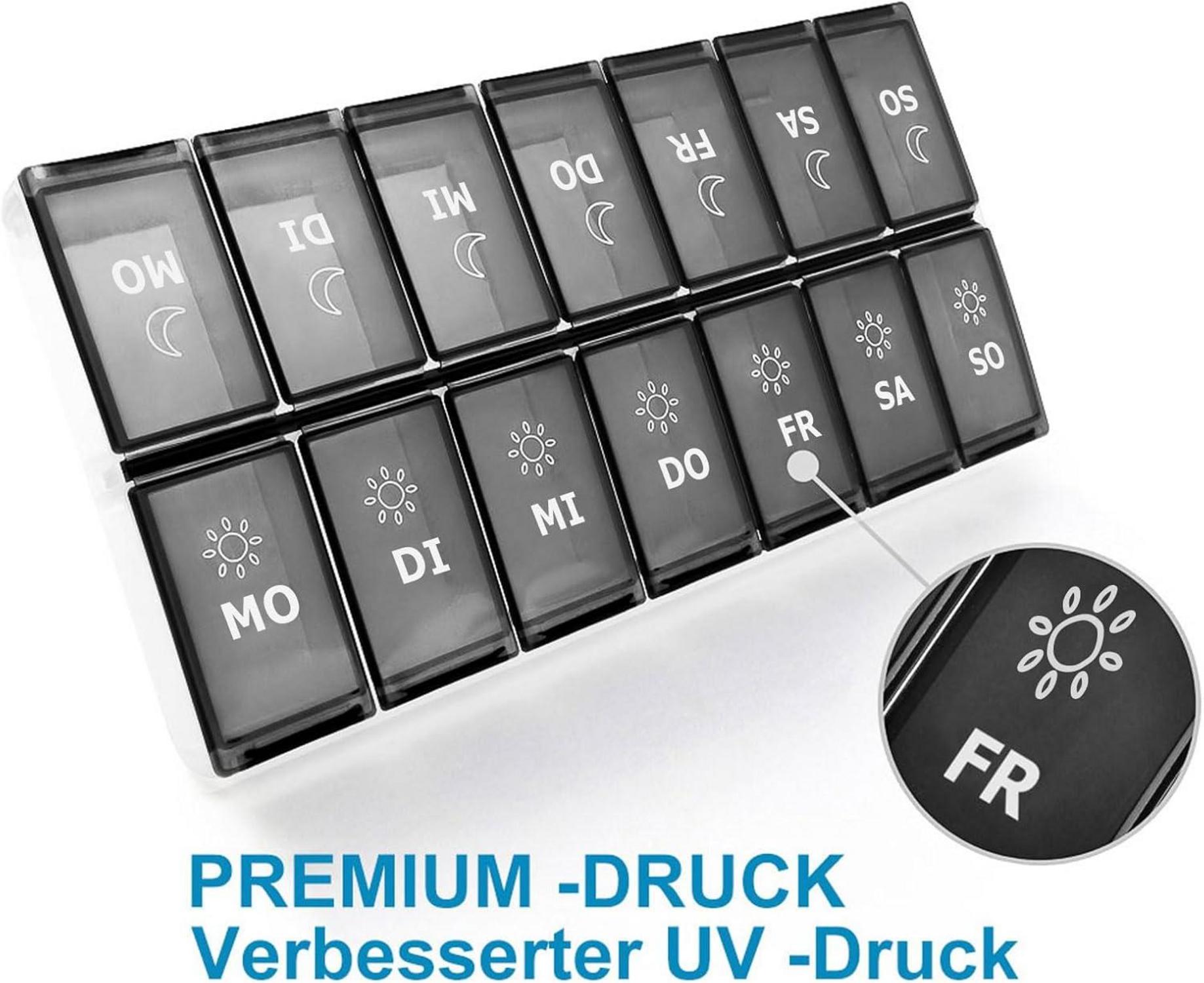 Tablettenbox 7 Tage Morgens & Abends XL für Vitamine & Medikamente