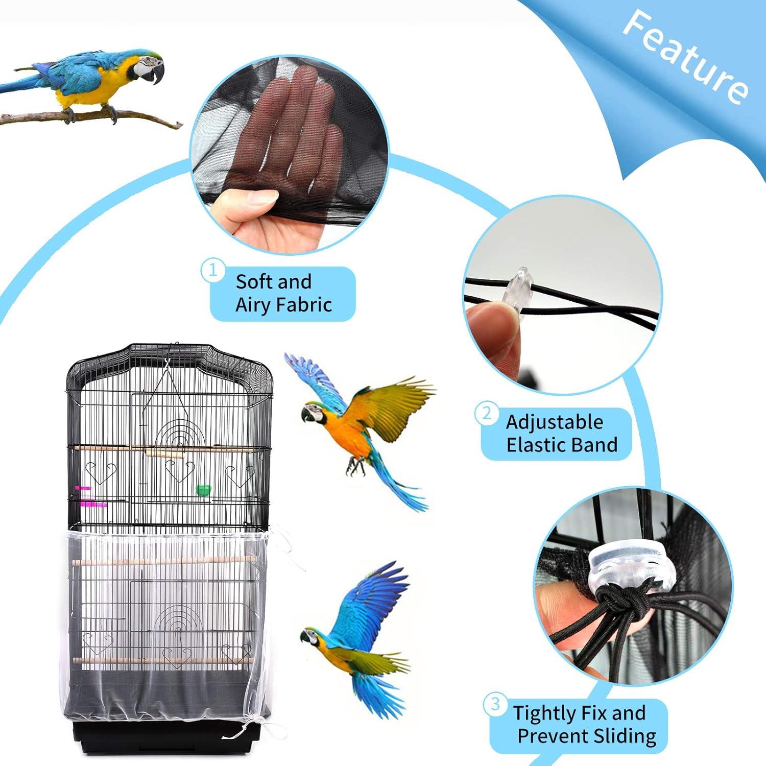 2 Stück Vogelkäfig Abdeckung Samenfänger Kordelzug Papageien Netz 78,7 x 15,7 Zoll