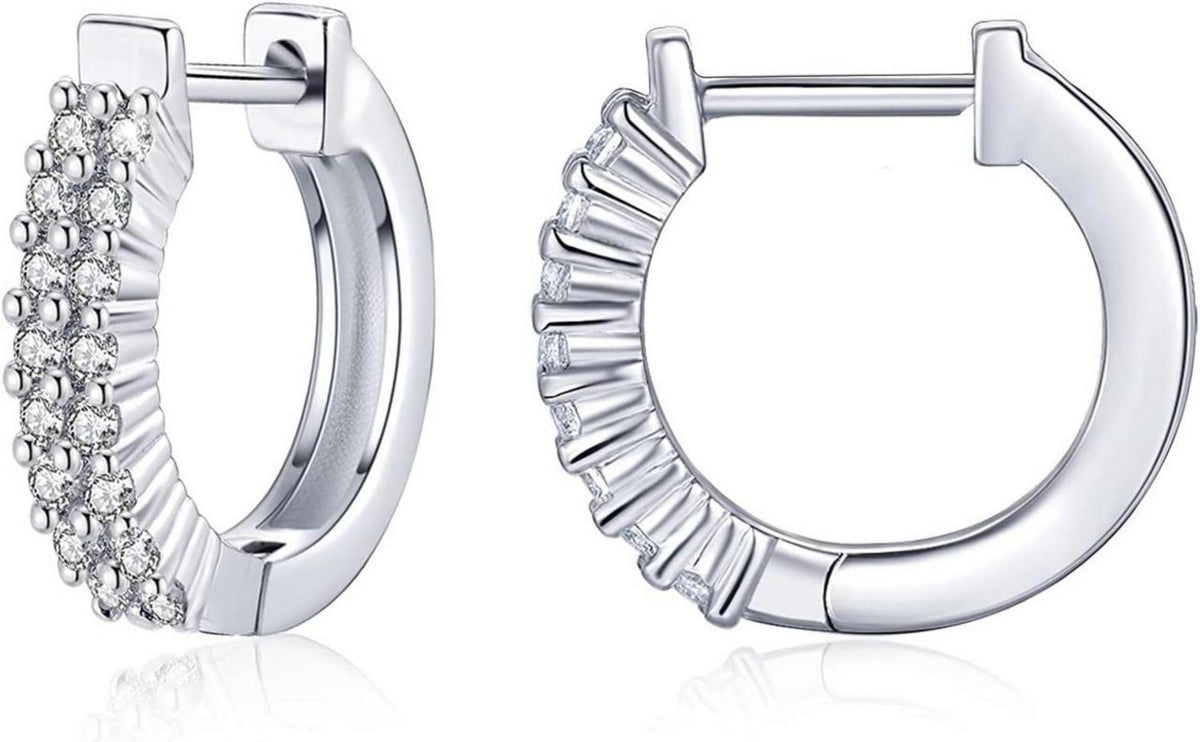 Creolen Ohrringe Silber 925 Sterling Zirkonia Weißgold 15mm