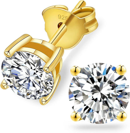 KRKC&CO Moissanit Ohrringe 925 Silber Damen 1,6 ct Diamant Ohrstecker 4-Krappen
