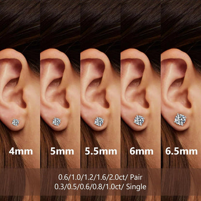 Moissanite Ohrstecker Silber Diamant VVS1 D 14K Gold 5,5mm